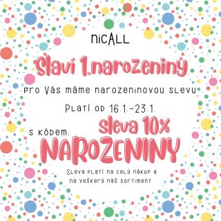 ❤️🎁Náš e-shop slaví 1. NAROZENINY a pro Vás máme narozeninovou slevu 10% s kódem: NAROZENINY 🎁❤️ www.nicall.cz
